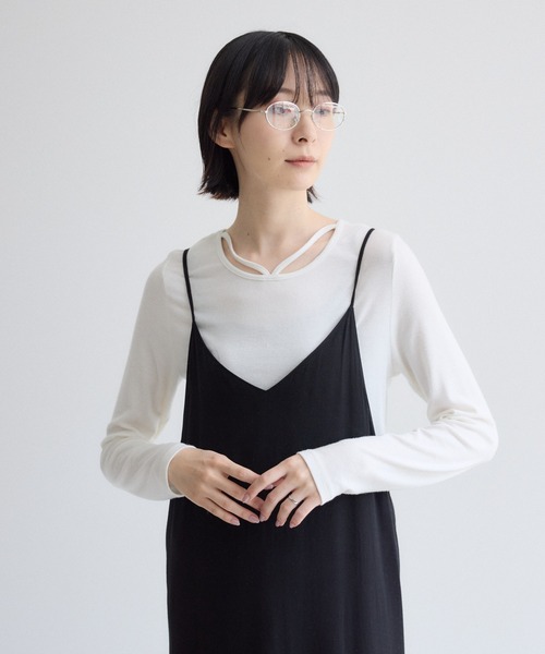 Paradise Picnic(パラダイスピクニック)の「SUGAR ROSE アシメスピンドルリブトップス(Tシャツ/カットソー・レディース・ホワイト/ブラック/チャコールグレー・FREE)」の16枚目の写真