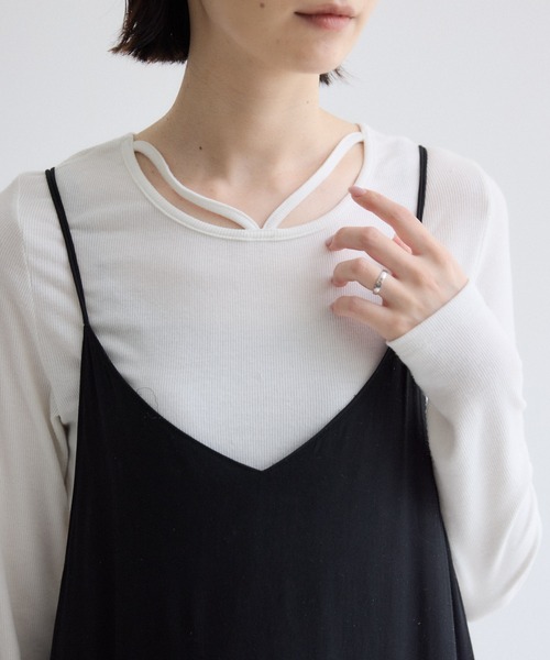 Paradise Picnic(パラダイスピクニック)の「SUGAR ROSE アシメスピンドルリブトップス(Tシャツ/カットソー・レディース・ホワイト/ブラック/チャコールグレー・FREE)」の17枚目の写真