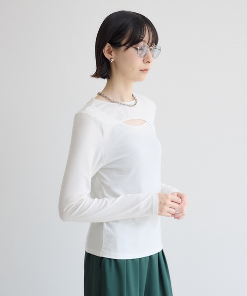 Paradise Picnic(パラダイスピクニック)の「SUGAR ROSE アシメスピンドルリブトップス(Tシャツ/カットソー・レディース・ホワイト/ブラック/チャコールグレー・FREE)」の20枚目の写真