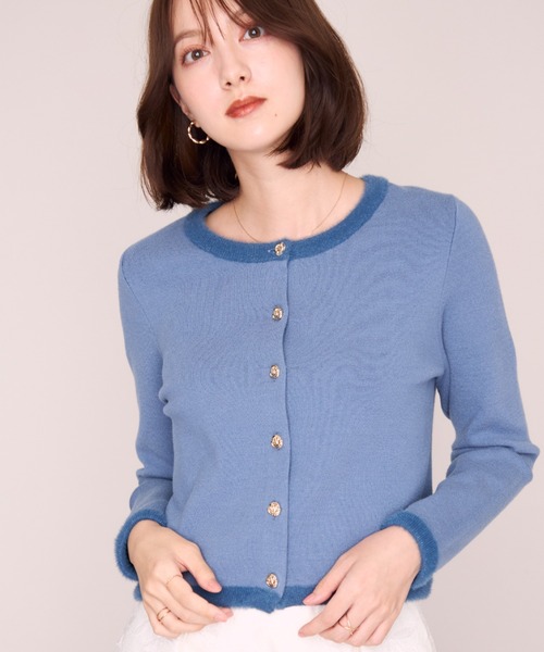 MISCH MASCH(ミッシュマッシュ)の「2026秋冬新作 ファートリミングニットジャケット(その他アウター・レディース・ベージュ/ブラック/ブルー系/ホワイト・フリ-)」の7枚目の写真