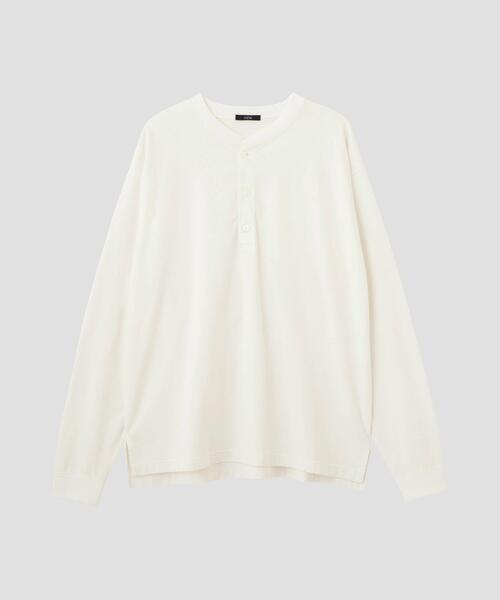 YLEVE(イレーヴ)の「YLEVE / PIGMENT DYED COTTON HENRY NECK LONG-SLEEVE T(Tシャツ/カットソー・メンズ・ホワイト/グリーン・4)」の6枚目の写真