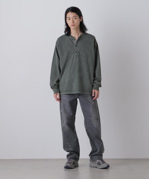 YLEVE(イレーヴ)の「YLEVE / PIGMENT DYED COTTON HENRY NECK LONG-SLEEVE T(Tシャツ/カットソー・メンズ・ホワイト/グリーン・4)」の8枚目の写真