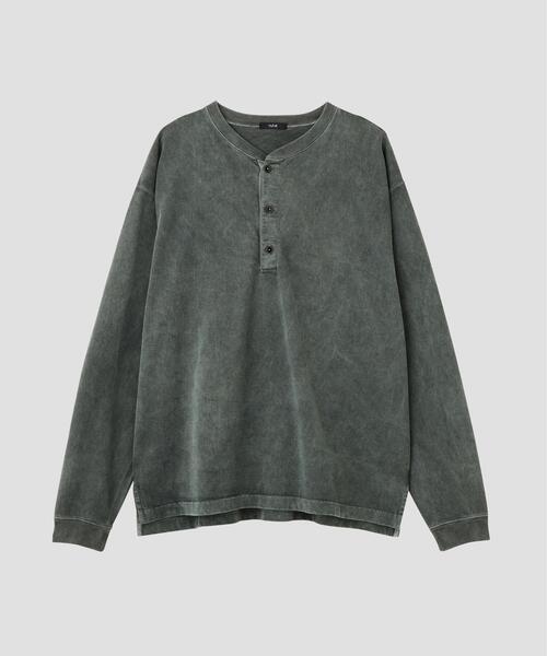 YLEVE(イレーヴ)の「YLEVE / PIGMENT DYED COTTON HENRY NECK LONG-SLEEVE T(Tシャツ/カットソー・メンズ・ホワイト/グリーン・4)」の3枚目の写真