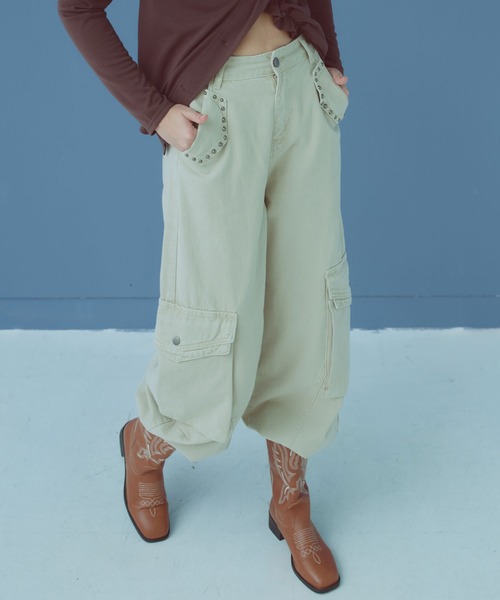 ad thie（アドティエ）の「スタッズデザイン カーゴパンツ（カーゴパンツ・レディース・ベージュ/グレー・MEDIUM/LARGE）」の11枚目の写真
