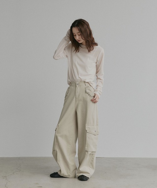 ad thie（アドティエ）の「スタッズデザイン カーゴパンツ（カーゴパンツ・レディース・ベージュ/グレー・MEDIUM/LARGE）」の15枚目の写真