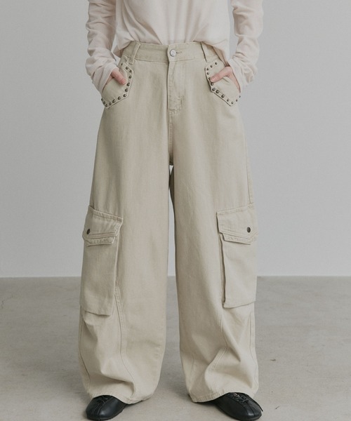ad thie（アドティエ）の「スタッズデザイン カーゴパンツ（カーゴパンツ・レディース・ベージュ/グレー・MEDIUM/LARGE）」の16枚目の写真