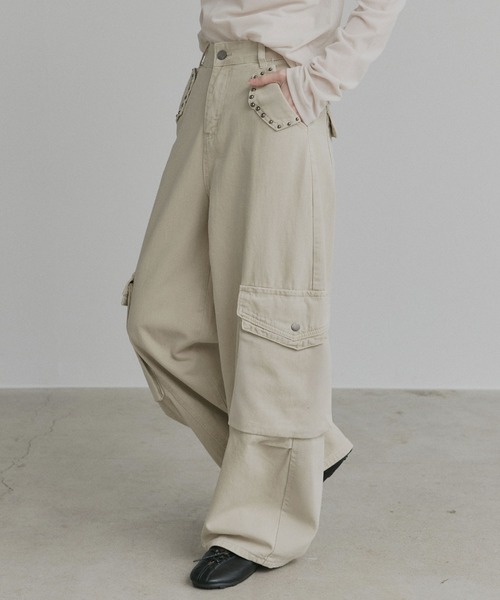 ad thie（アドティエ）の「スタッズデザイン カーゴパンツ（カーゴパンツ・レディース・ベージュ/グレー・MEDIUM/LARGE）」の17枚目の写真