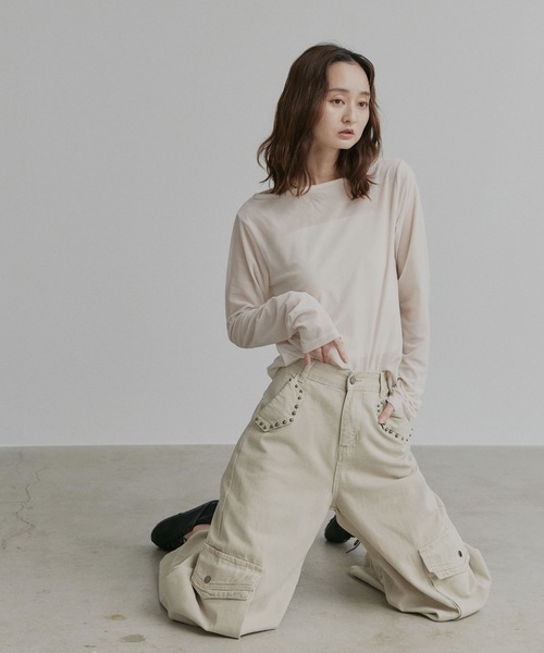 ad thie（アドティエ）の「スタッズデザイン カーゴパンツ（カーゴパンツ・レディース・ベージュ/グレー・MEDIUM/LARGE）」の20枚目の写真