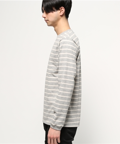 Velva Sheen(ベルバシーン)の「【Velva Sheen】ベルバシーン UNEVENボーダー 長袖Tシャツ(Tシャツ/カットソー・メンズ・ヘザーグレー/オートミール・LARGE/MEDIUM/SMALL)」の3枚目の写真