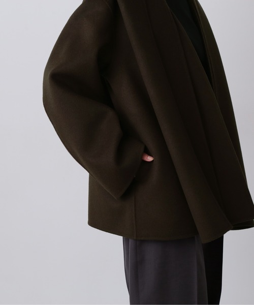 YLEVE（イレーヴ）の「YLEVE / SUPER 100`S WOOL DOUBLE CLOTH HOODED COAT（ダウンジャケット/コート・レディース・グレー/ブラウン・2/1/0）」の6枚目の写真