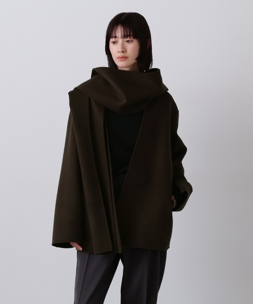 YLEVE（イレーヴ）の「YLEVE / SUPER 100`S WOOL DOUBLE CLOTH HOODED COAT（ダウンジャケット/コート・レディース・グレー/ブラウン・2/1/0）」の9枚目の写真