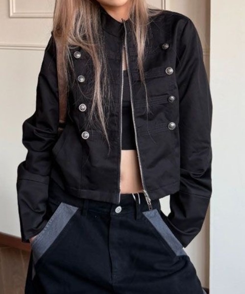 FLINEA(フリネア)の「ポケット付きナポレオンジャケット(その他アウター・レディース・ブラック/ベージュ・S/M/L/XL)」の3枚目の写真