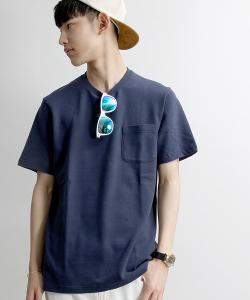 WEGO（ウィゴー）の「WEGO/ヘビーコットンポケットTシャツ（Tシャツ/カットソー・メンズ・ピンク/ホワイト/サックスブルー/ネイビー・LARGE/SMALL/MEDIUM）」の12枚目の写真