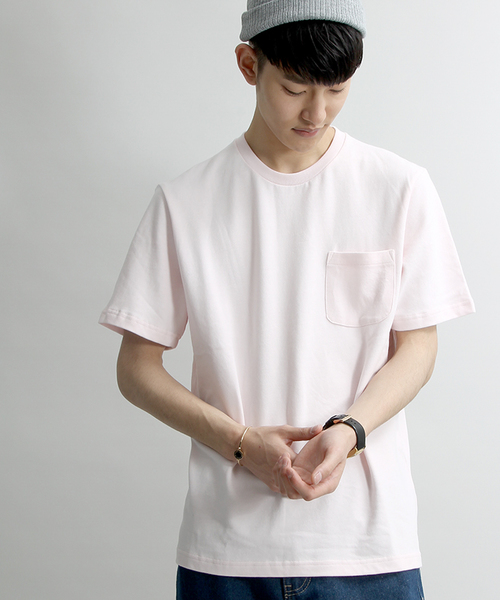 WEGO（ウィゴー）の「WEGO/ヘビーコットンポケットTシャツ（Tシャツ/カットソー・メンズ・ピンク/ホワイト/サックスブルー/ネイビー・LARGE/SMALL/MEDIUM）」の14枚目の写真