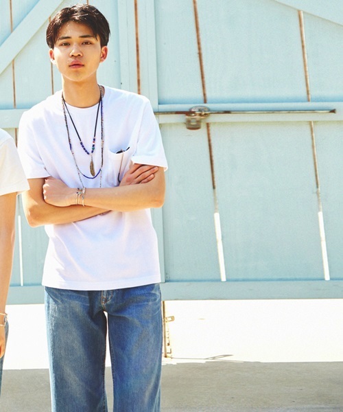 WEGO（ウィゴー）の「WEGO/ヘビーコットンポケットTシャツ（Tシャツ/カットソー・メンズ・ピンク/ホワイト/サックスブルー/ネイビー・LARGE/SMALL/MEDIUM）」の19枚目の写真