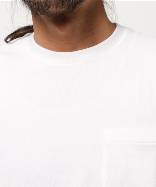 WEGO（ウィゴー）の「WEGO/ヘビーコットンポケットTシャツ（Tシャツ/カットソー・メンズ・ピンク/ホワイト/サックスブルー/ネイビー・LARGE/SMALL/MEDIUM）」の7枚目の写真