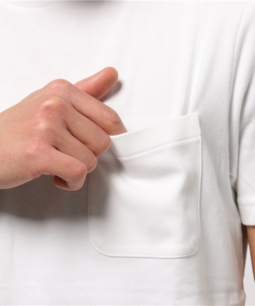 WEGO（ウィゴー）の「WEGO/ヘビーコットンポケットTシャツ（Tシャツ/カットソー・メンズ・ピンク/ホワイト/サックスブルー/ネイビー・LARGE/SMALL/MEDIUM）」の9枚目の写真