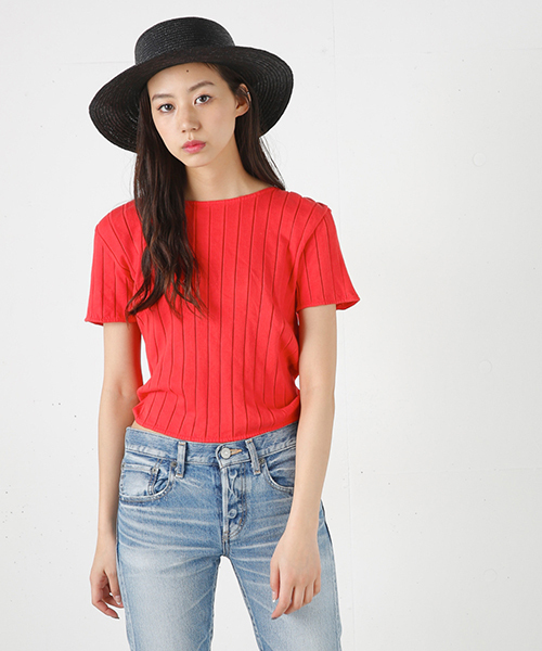MOUSSY(マウジー)の「BACK RIBBON TOPS J(Tシャツ/カットソー・レディース・ブラック/ホワイト/レッド・FREE)」の3枚目の写真