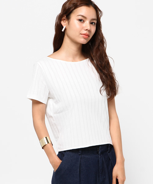 MOUSSY(マウジー)の「BACK RIBBON TOPS J(Tシャツ/カットソー・レディース・ブラック/ホワイト/レッド・FREE)」の6枚目の写真