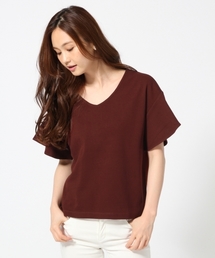 GLOBAL WORK | Vネックフレアスリーブプルオーバー半袖/72235(Tシャツ/カットソー)