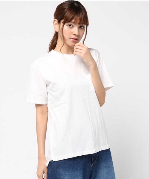 VENCEEXCHANGE(ヴァンスエクスチェンジ)の「カリフォルニアコットン ユルポケT(Tシャツ/カットソー・レディース・ブラック/スカイブルー/オフホワイト/アッシュグレー・MEDIUM)」の1枚目の写真