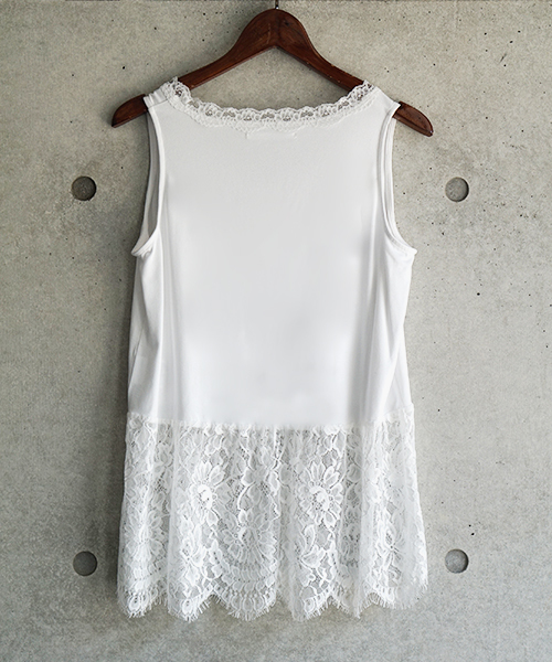 laboratory work(ラボラトリーワーク)の「綿混レースレイヤードツインセット(ニット/セーター・レディース・ライトグリーン/オフホワイト/ピンクベージュ・MEDIUM)」の12枚目の写真