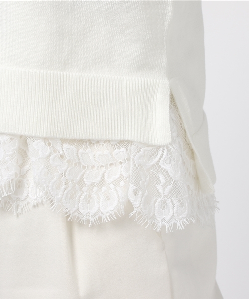 laboratory work(ラボラトリーワーク)の「綿混レースレイヤードツインセット(ニット/セーター・レディース・ライトグリーン/オフホワイト/ピンクベージュ・MEDIUM)」の13枚目の写真