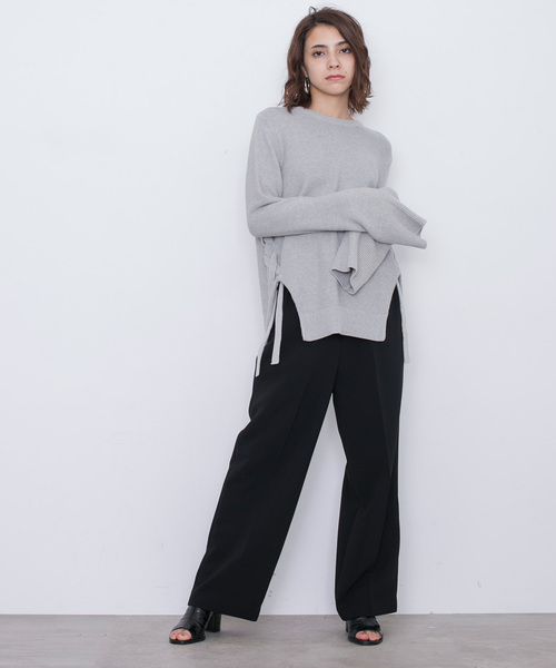 STUDIOUS（ステュディオス）の「【STUDIOUS】サイドレースアップニット（ニット/セーター・レディース・ブラック/グレー・1）」の18枚目の写真