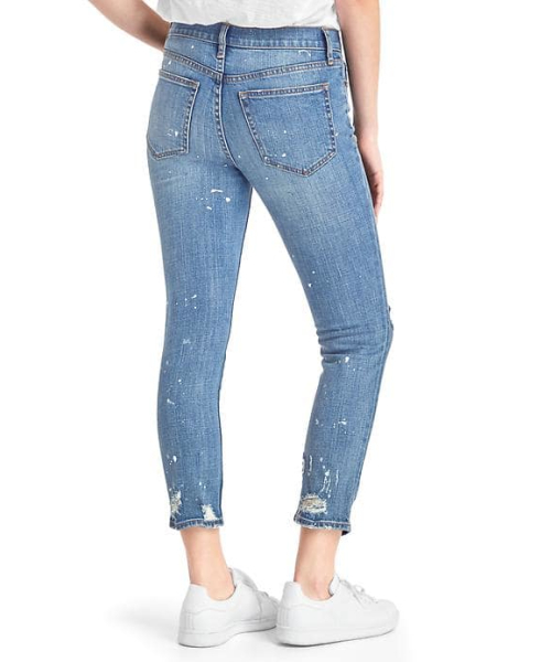 GAP（ギャップ）の「Gap ミッドライズ スプラッターペイント ベストガールフレンド ジーンズ（デニムパンツ・レディース・ライトインディゴブルー・27/23/25/29/26/24/28）」の2枚目の写真