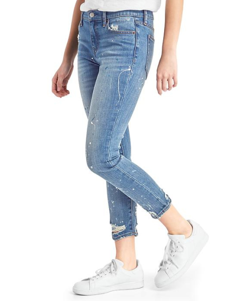 GAP（ギャップ）の「Gap ミッドライズ スプラッターペイント ベストガールフレンド ジーンズ（デニムパンツ・レディース・ライトインディゴブルー・27/23/25/29/26/24/28）」の4枚目の写真