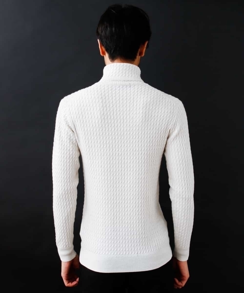 MICHEL KLEIN HOMME   （ミッシェルクランオム）の「VICTORIA タートルニット（ニット/セーター・メンズ・ブラック/オフホワイト/ブルー・MEDIUM/LARGE/X-LARGE）」の6枚目の写真