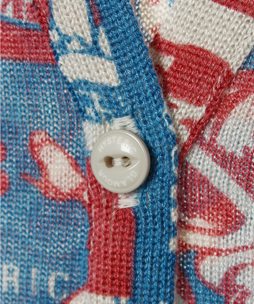 HYSTERIC MINI（ヒステリックミニ）の「SUPER MINI GIRL 総柄 ロングカーディガン（カーディガン/ボレロ・キッズ・ブラック/ブルー・100/120）」の6枚目の写真