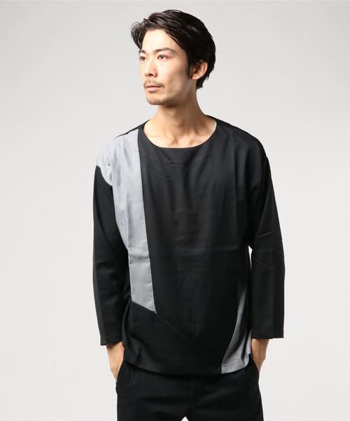 MinoriTY（マイノリティ）の「ブロッキングTRプルオーバーシャツ（シャツ/ブラウス・メンズ・ブラック×グレー/グレー系その他/ブルー系その他・M/L）」の2枚目の写真