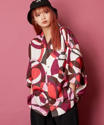 オーバーサイズ総柄開襟アロハシャツ