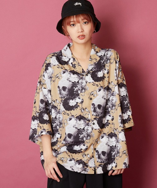 セール】オーバーサイズ総柄開襟アロハシャツ（シャツ/ブラウス