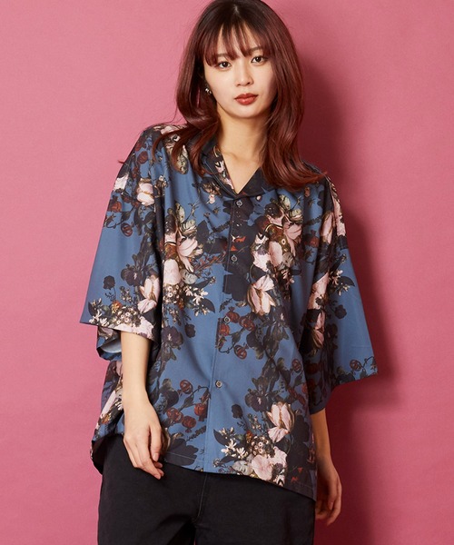 セール】オーバーサイズ総柄開襟アロハシャツ（シャツ/ブラウス
