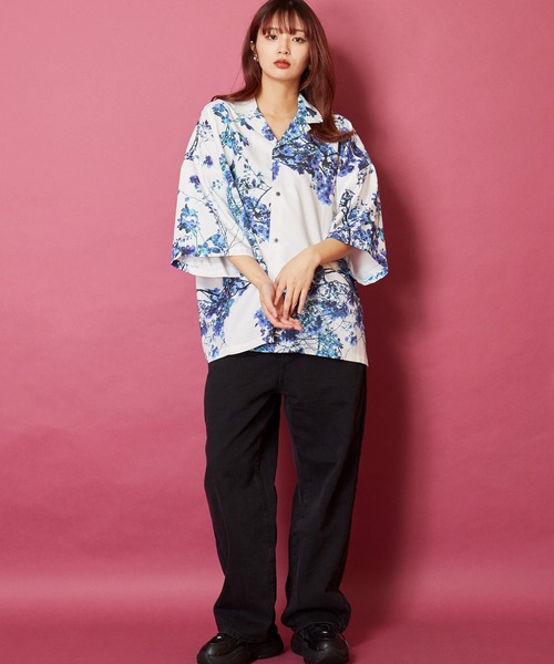 セール】オーバーサイズ総柄開襟アロハシャツ（シャツ/ブラウス
