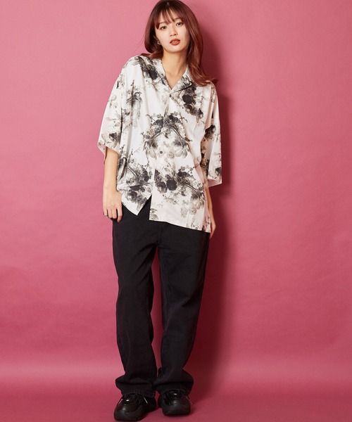 セール】オーバーサイズ総柄開襟アロハシャツ（シャツ/ブラウス