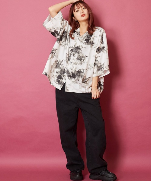 セール】オーバーサイズ総柄開襟アロハシャツ（シャツ/ブラウス