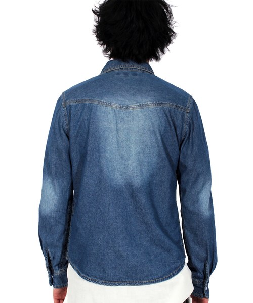 ８(eight)（エイト）の「USED加工 デニムシャツ 長袖シャツ ウエスタンシャツ （シャツ/ブラウス・メンズ・ブラック/ホワイト/ブルー系その他/ブルー系その他2/インディゴブルー・X-LARGE/MEDIUM/LARGE）」の21枚目の写真
