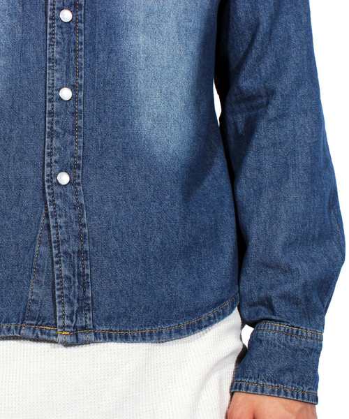 ８(eight)（エイト）の「USED加工 デニムシャツ 長袖シャツ ウエスタンシャツ （シャツ/ブラウス・メンズ・ブラック/ホワイト/ブルー系その他/ブルー系その他2/インディゴブルー・X-LARGE/MEDIUM/LARGE）」の22枚目の写真