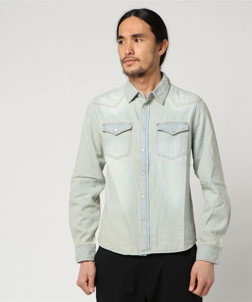 ８(eight)（エイト）の「USED加工 デニムシャツ 長袖シャツ ウエスタンシャツ （シャツ/ブラウス・メンズ・ブラック/ホワイト/ブルー系その他/ブルー系その他2/インディゴブルー・X-LARGE/MEDIUM/LARGE）」の17枚目の写真