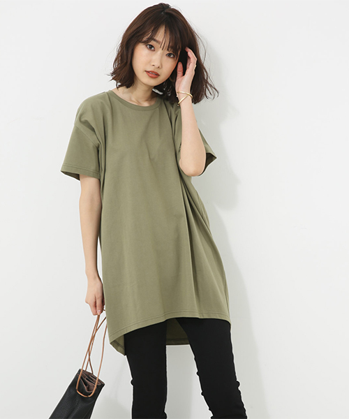 AZUL by moussy（アズールバイマウジー）の「ボリュームカットワンピース（ワンピース・レディース・ブラック/ライトカーキ/ホワイト・MEDIUM/SMALL）」の12枚目の写真