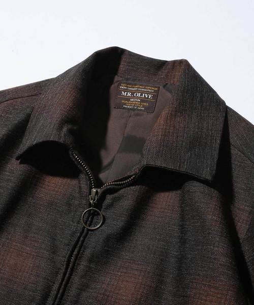 MR.OLIVE（ミスターオリーブ）の「BACK SATIN VINATGE OMBRE CHECK / RING ZIP BLOUSON（ブルゾン・メンズ・ネイビー/ブラウン/ワインレッド・SMALL/MEDIUM/LARGE/X-LARGE）」の6枚目の写真