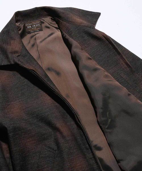 MR.OLIVE（ミスターオリーブ）の「BACK SATIN VINATGE OMBRE CHECK / RING ZIP BLOUSON（ブルゾン・メンズ・ネイビー/ブラウン/ワインレッド・SMALL/MEDIUM/LARGE/X-LARGE）」の7枚目の写真