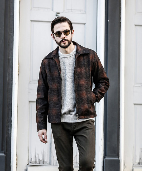 MR.OLIVE（ミスターオリーブ）の「BACK SATIN VINATGE OMBRE CHECK / RING ZIP BLOUSON（ブルゾン・メンズ・ネイビー/ブラウン/ワインレッド・SMALL/MEDIUM/LARGE/X-LARGE）」の11枚目の写真