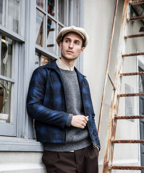 MR.OLIVE（ミスターオリーブ）の「BACK SATIN VINATGE OMBRE CHECK / RING ZIP BLOUSON（ブルゾン・メンズ・ネイビー/ブラウン/ワインレッド・SMALL/MEDIUM/LARGE/X-LARGE）」の13枚目の写真