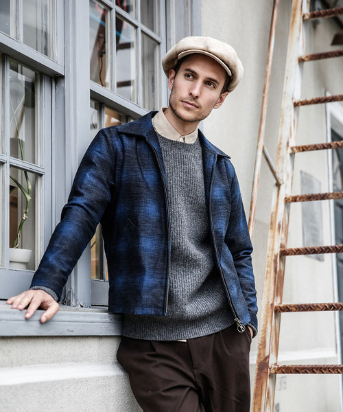 MR.OLIVE（ミスターオリーブ）の「BACK SATIN VINATGE OMBRE CHECK / RING ZIP BLOUSON（ブルゾン・メンズ・ネイビー/ブラウン/ワインレッド・SMALL/MEDIUM/LARGE/X-LARGE）」の18枚目の写真