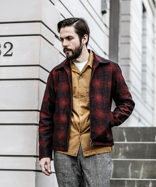 MR.OLIVE（ミスターオリーブ）の「BACK SATIN VINATGE OMBRE CHECK / RING ZIP BLOUSON（ブルゾン・メンズ・ネイビー/ブラウン/ワインレッド・SMALL/MEDIUM/LARGE/X-LARGE）」の19枚目の写真