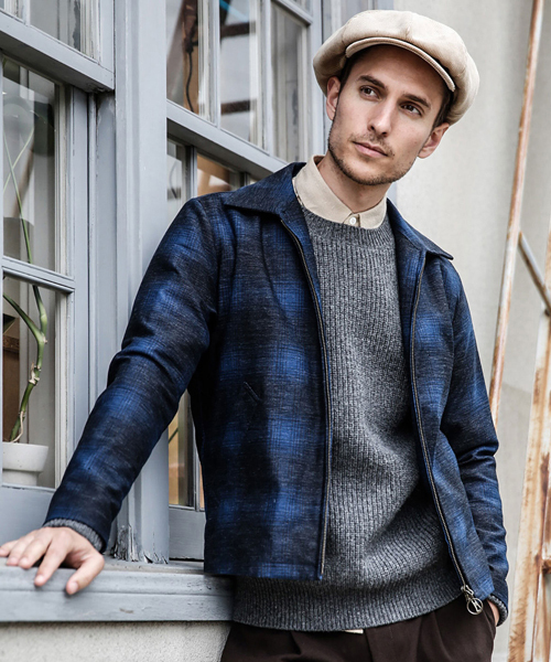 MR.OLIVE（ミスターオリーブ）の「BACK SATIN VINATGE OMBRE CHECK / RING ZIP BLOUSON（ブルゾン・メンズ・ネイビー/ブラウン/ワインレッド・SMALL/MEDIUM/LARGE/X-LARGE）」の20枚目の写真